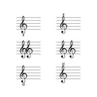 oktav klyftor på personal uppsättning platt vektor isolerat på vit bakgrund. svart musikalisk notation symbol. musik begrepp.
