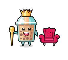 Maskottchen-Cartoon von Bubble Tea als König vektor