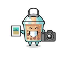 Charakterillustration von Bubble Tea als Fotograf vektor