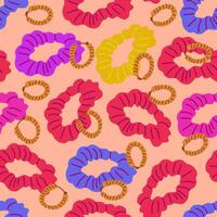vektor sömlös mönster med silke skrämmande och gyllene örhängen på rosa beige bakgrund.