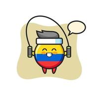 Kolumbien Flagge Abzeichen Charakter Cartoon mit Springseil vektor