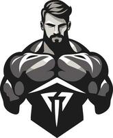 Meister Anzeige schwarz Vektor Vitrine von Bodybuilding Dominanz Biegen Kunst monochromatisch Tribut zu muskulös Ruhm