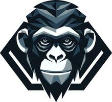 noir Schönheit im das wild schwarz Schimpanse Symbol elegant Einfachheit im einfarbig Schimpanse Emblem vektor