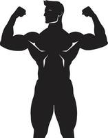böjning majestät svart vektor av muskulös triumf definierat fysik enfärgad artisteri i bodybuilding