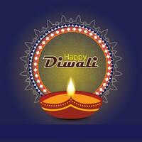 Lycklig diwali med diwali lampa, diwali firande posta, vektor illustration design.