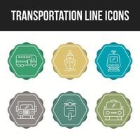 schöne Transport einzigartige Linie 6 Icons Set vektor