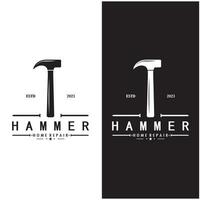 retro Jahrgang gekreuzt Hammer und Nagel Logo zum Zuhause Reparatur Dienstleistungen, Zimmerei, Abzeichen, Bauherren, Holzbearbeitung, Konstruktion, Vektor