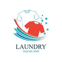 Logo Design Wäsche Symbol Waschen Maschine mit Luftblasen zum Geschäft Kleider waschen reinigt modern Vorlage vektor