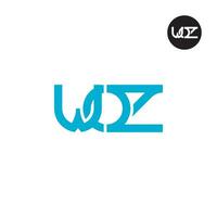 brev woz monogram logotyp design vektor