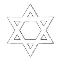 Star von David schwarz und Weiß Tinte Abbildungen zum Israel und jüdisch Entwürfe, magen David adom Service. sechs spitz Hexagramm geometrisch Zahl vektor