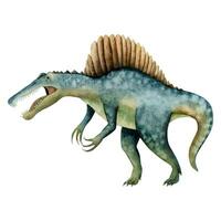 realistisk spinosaurus dinosaurie. hand dragen vektor vattenfärg illustration. gammal rovdjur djur- av jurassic period
