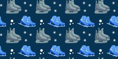 nahtlos Winter Hintergrund. Eis Rollschuhe zum Eishockey und Zahl skaten. Winter Sport. Vektor Illustration