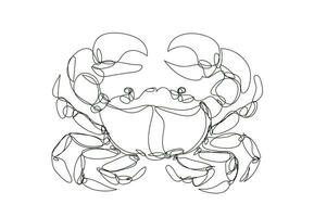 krabba linje teckning, kontinuerlig linje konst, vektor illustration