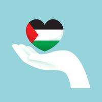 papper skära hand spara palestina flagga på hjärta form illustration vektor grafisk.