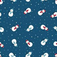 Weihnachten nahtlos Muster mit lächelnd Schneemann und schneebedeckt vektor