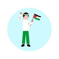 Mann halten Palästina Flagge vektor