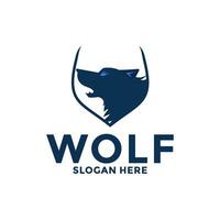 Wolf Schild Logo Vektor, Wolf Logo Design Vorlage vektor