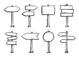 handritad vägriktningsskylt vektor