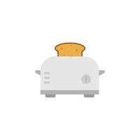 Stahl Toaster Symbol mit Scheibe von Brot. Vektor eben Stil Illustration auf Weiß Hintergrund. Zuhause Haushaltsgeräte Kochen Küche Zuhause Ausrüstung