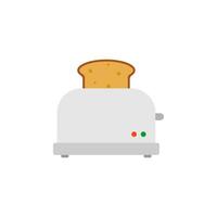 Stahl Toaster Symbol mit Scheibe von Brot. Vektor eben Stil Illustration auf Weiß Hintergrund. Zuhause Haushaltsgeräte Kochen Küche Zuhause Ausrüstung