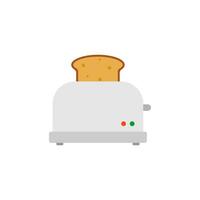 stål brödrost ikon med skiva av bröd. vektor platt stil illustration på vit bakgrund. Hem apparater matlagning kök Hem Utrustning