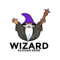 Magier Zauberer Logo Design Abbildungen Vektor Vorlage