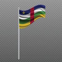 Zentralafrikanische Republik wehende Flagge auf Metallstange. vektor