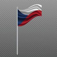 Tschechien wehende Flagge auf Metallstange. vektor