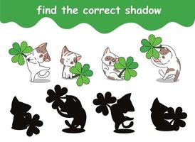 Finde den richtigen Katzenschatten mit Lucky Leaf Cartoon vektor