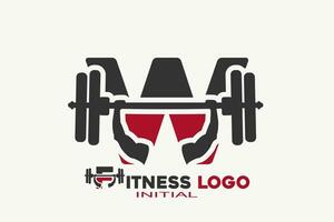 Initialen Brief w mit Fitness kreativ geometrisch modern Logo Design. vektor