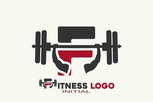 Initialen Brief f mit Fitness kreativ geometrisch modern Logo Design. vektor