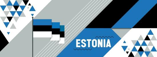 estland nationell eller oberoende dag baner design för Land firande. flagga av estland med modern retro design och abstrakt geometrisk ikoner. vektor illustration.