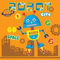 Smart Robo City lustiger Cartoon, Vektorillustration vektor