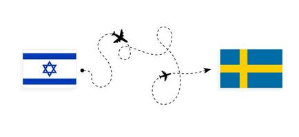 flyg och resa från Israel till Sverige förbi passagerare flygplan resa begrepp vektor