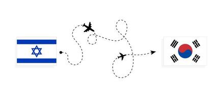 Flug und Reise von Israel zu Süd Korea durch Passagier Flugzeug Reise Konzept vektor