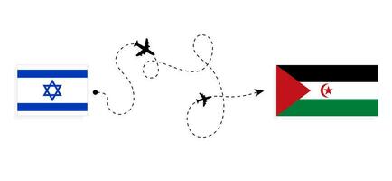 Flug und Reise von Israel zu Western Sahara durch Passagier Flugzeug Reise Konzept vektor