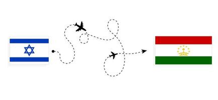 Flug und Reise von Israel zu Tadschikistan durch Passagier Flugzeug Reise Konzept vektor