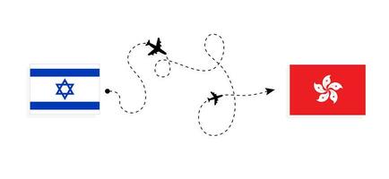 Flug und Reise von Israel zu Hong kong durch Passagier Flugzeug Reise Konzept vektor