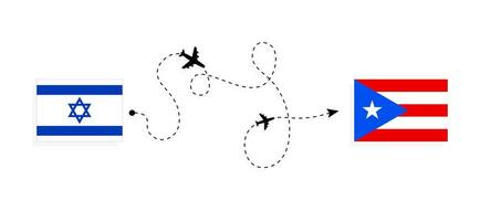 Flug und Reise von Israel zu puerto rico durch Passagier Flugzeug Reise Konzept vektor