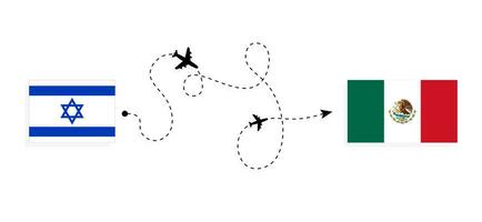 flyg och resa från Israel till mexico förbi passagerare flygplan resa begrepp vektor