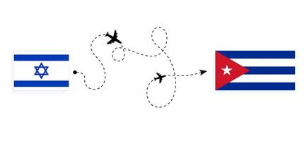 Flug und Reise von Israel zu Kuba durch Passagier Flugzeug Reise Konzept vektor