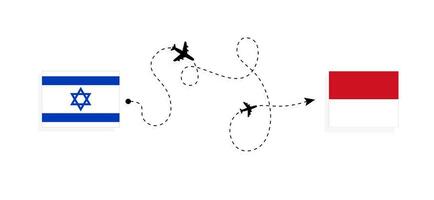 flyg och resa från Israel till Monaco förbi passagerare flygplan resa begrepp vektor