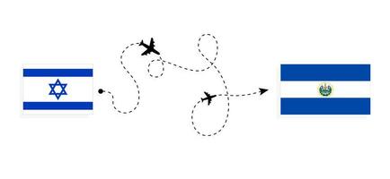 Flug und Reise von Israel zu el Salvador durch Passagier Flugzeug Reise Konzept vektor