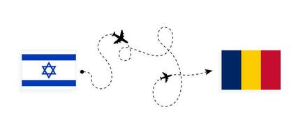 Flug und Reise von Israel zu Tschad durch Passagier Flugzeug Reise Konzept vektor