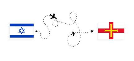 flyg och resa från Israel till guernsey förbi passagerare flygplan resa begrepp vektor