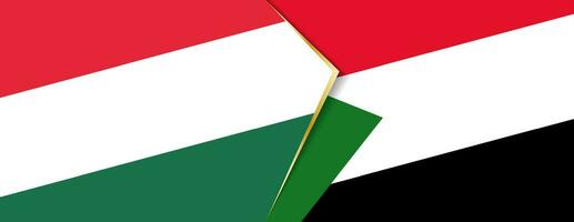 Ungarn und Sudan Flaggen, zwei Vektor Flaggen.