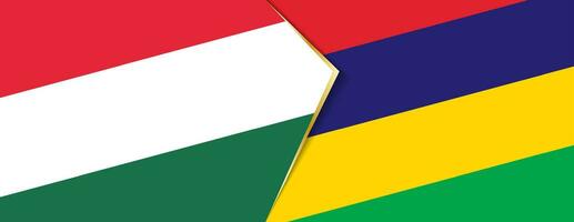 ungern och mauritius flaggor, två vektor flaggor.