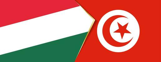 ungern och tunisien flaggor, två vektor flaggor.