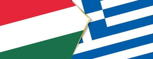 ungern och grekland flaggor, två vektor flaggor.