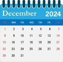 Dezember 2024 Kalender Mauer Kalender 2024 Vorlage vektor